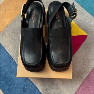 Charlotte Stone Black Leather Mules